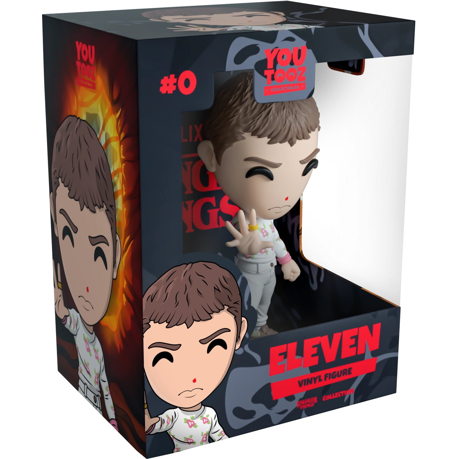 Eleven Vinyl Figure in White Floral Outfit with Brown Sneakers