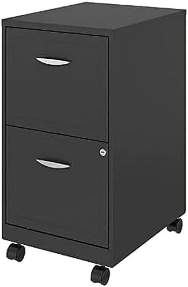 Black 2-Drawer Mobile Metal File Cabinet with Lock