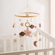 Youuys Boho Crib Mobile with Crochet Stars, Clouds, Moon and Bells, Multiple Colors