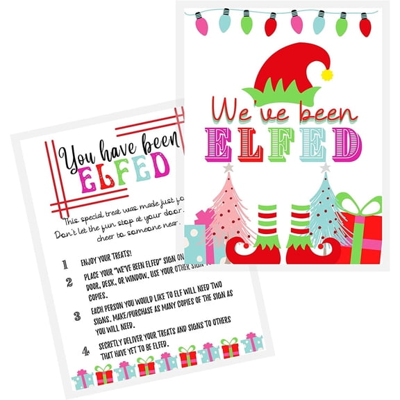 Youve Been Elfed Holiday Game Sheets 40 Pack 8.5x11" inches Standard Paper Size Christmas Elves Weve Been Elfed Holiday Game North Pole Elf Hat and Elf Shoes Youve Been Booed Christmas