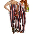thumbnail image 1 of Youweixiong Matching Couple Jumpsuit Mens Womens 4th of July American Flag Overalls Baggy Bib Romper Shorts with Pockets, 1 of 3