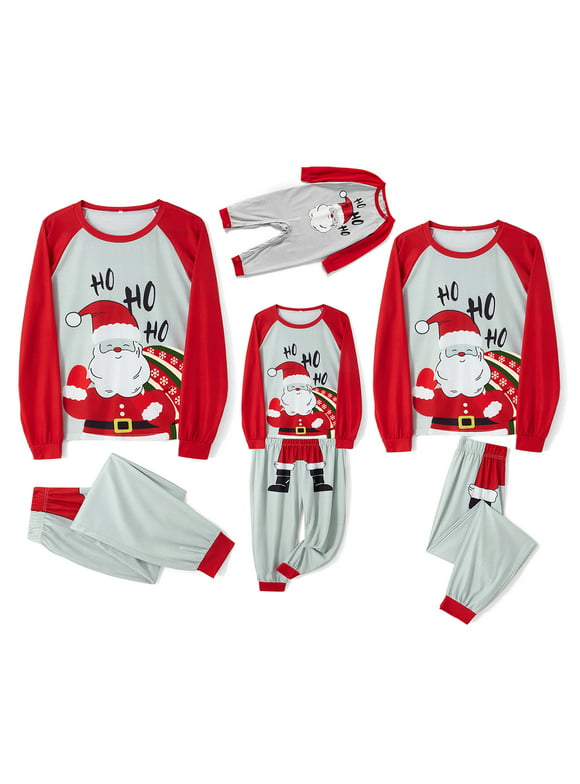 Youweixiong Matching Family Pajamas Sets Christmas PJ's Sleepwear Santa Claus Print op with Bottom Pants