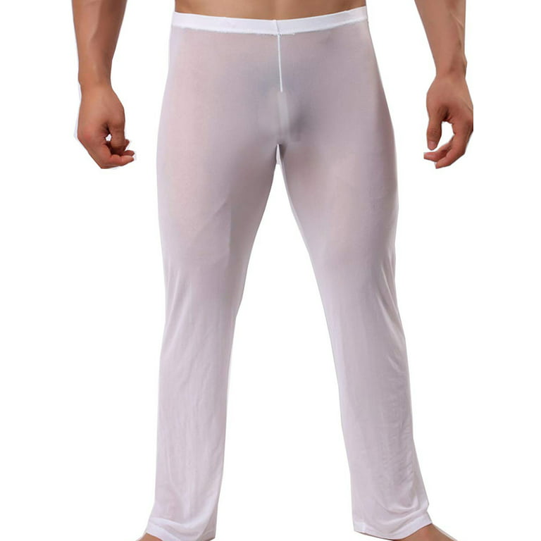 Men Home Pants Low - Waist See Through Transparent Loose Slippery