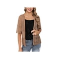 thumbnail image 1 of Youweixiong Women Casual Lace Sheer Shrug Crochet Cardigans Half Sleeve Open Front Cover Up Stripe Jacket Sweater, 1 of 4