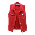 thumbnail image 1 of Youweixiong Women's Plus Size Sleeveless Ripped Denim Jacket Button Up Jeans Vests with Pockets S-5XL, 1 of 6