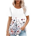 thumbnail image 1 of Youyipin Fashion Women's Print Short Sleeve Round Neck Casual Summer Blouses Top, 1 of 5