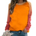 thumbnail image 1 of Youyipin Long Sleeve Shirts for Women Oversized Sweatshirt for Women Fall Winter Trendy Patchwork Color Plunge Sleeve Round Neck Lightweight Pullover Tops, 1 of 5