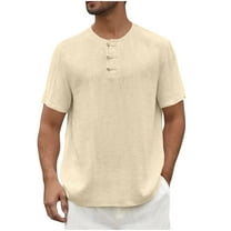 Youyipin Men's T-Shirts Fashion Comfy Solid Color Short Sleeve Stand Up Collar Pullover Casual Golf Shirts For Men