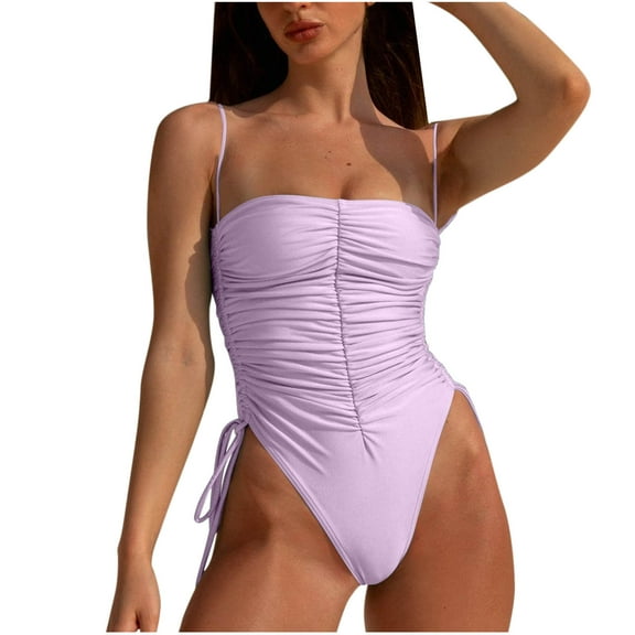 Youyipin One Piece Swimsuit Women Adjustable Tie Side Tummy Control Bathing Suits For Women Backless Swimsuit Vacation Outfits