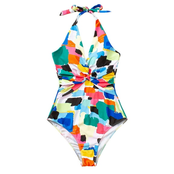 Youyipin One Piece Swimsuit Women Halter Bathing Suit For Women Ruched Tummy Control Swimsuits Push Up Swimwear
