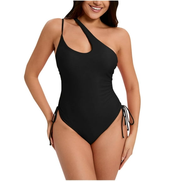 Youyipin One Piece Swimsuit Women One Shoulder Swimsuit With Drawstring Tummy Control Bathing Suit Sexy High Cut Swim Suits For Women 2025