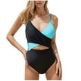 thumbnail image 1 of Youyipin One Piece Swimsuit Women Tummy Control Hight Waisted Bathing Suit V Neck Swimwear Neon Sexy Cut Out Tie Back Swim Suit Vacation Outfits For Women, 1 of 4