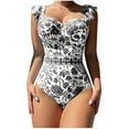 thumbnail image 1 of Youyipin One Piece Swimsuit Women Tummy Control Ruffled Straps Porcelain Bathing Suit For Women Slimming Swimwear, 1 of 7