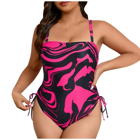 Youyipin Women'S Ruched High Cut One Piece Swimsuit Tummy Control Swimsuits For Women Tight Printed Sexy Backless Bikini