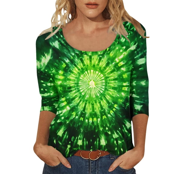 Youyipin Women Sexy 3/4 Sleeve Sequins Loose Polluer Solid Round-Neck Blouse Shirt Beach Vacation Clothes