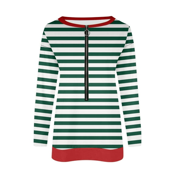 Youyipin Women Striped Sweatshirt Half Zip V Neck Long Sleeve Pullover Tops Loose Fit Casual Shirts 2024 Fall