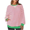 thumbnail image 1 of Youyipin Women Striped Sweatshirt Long Sleeve Shirts Crewneck Oversized Casual Pullover Top 2024 Fall Fashion Outfits Clothes, 1 of 5