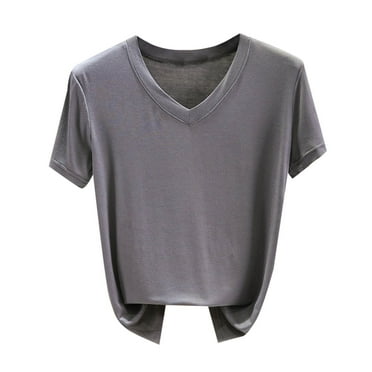 Youyipin Women Summer Tops Short Sleeve Shirts For Women Plus Size Tops Women's V Neck Shirts Loose Blouse Solid Color Basic Tees