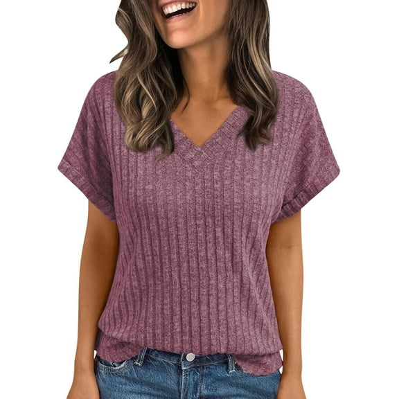 Youyipin Women Tops Summer Sweaters V Neck Shirts 2025 Spring Fashion Dressy Casual Business Tunic Blouses short sleeve shirts for women