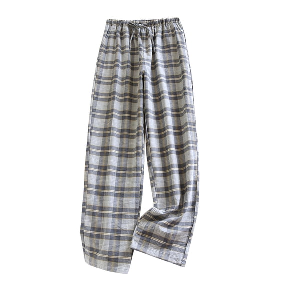 Youyipin Women's Pants Cotton Lounge Pants Lightweight Wide Leg Pajama Pants Plaid Bottoms With Drawstring