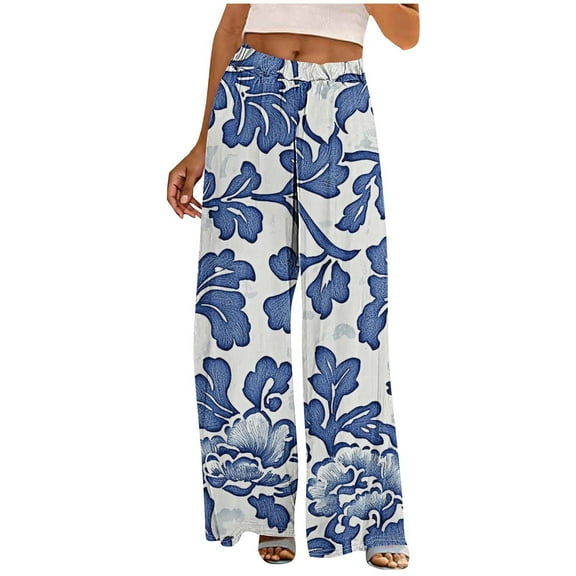 Youyipin Women's Pants Wide Leg High Waisted Palazzo Pants Lounge Beach Work Casual Flowy Tie Knot Trousers With Pockets Pants For Women