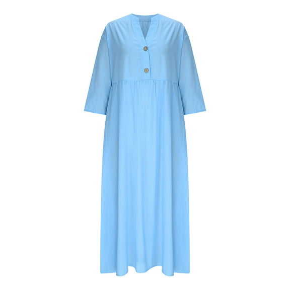 Youyipin Womens Dresses Loose Fashion Retro V-Neck Loose Large Size Short Sleeve Dress Summer Dresses For Women 2025