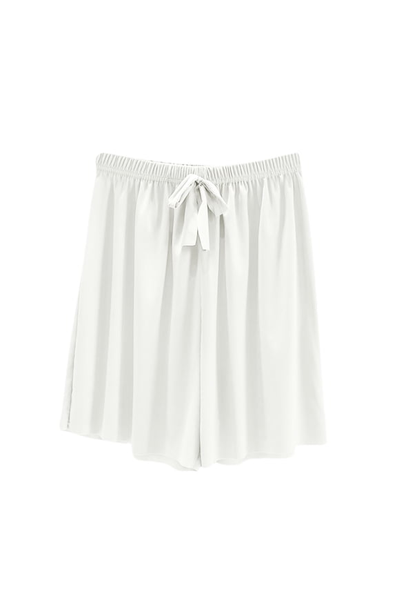 Womens Shorts Casual Scallop Trim Hem Elastic Waist A-Line Lightweight Swing Midi Skirt With Pockets Shorts For Women