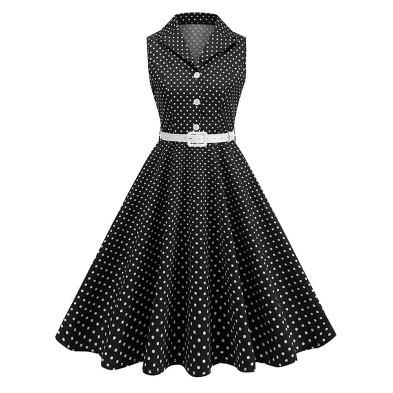 Youyipin Womens Summer Dresses Audrey Vintage Polka Dot Swing Party Retro Peter Pan Doll Collar Wedding Casual Skater Dresses For Women 2025 Elegant Classy