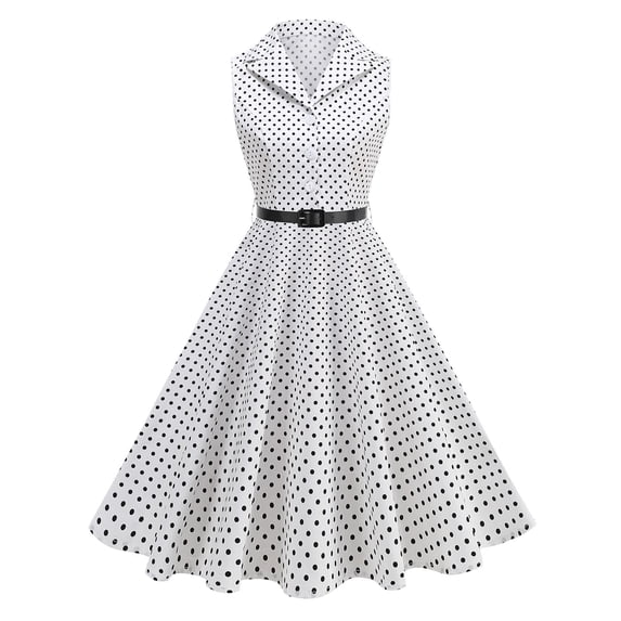 Youyipin Womens Summer Dresses Audrey Vintage Polka Dot Swing Party Retro Peter Pan Doll Collar Wedding Casual Skater Dresses For Women 2025 Elegant Classy
