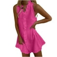 thumbnail image 1 of Youyipin Womens Summer Dresses Ruffle Linen Mini Dress Sleeveless V Neck Beach Sundress Casual Vacation Loose Shift Tank Dresses For Women 2025 Elegant Classy, 1 of 6