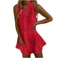 thumbnail image 1 of Youyipin Womens Summer Dresses Ruffle Linen Mini Dress Sleeveless V Neck Beach Sundress Casual Vacation Loose Shift Tank Dresses For Women 2025 Elegant Classy, 1 of 6