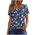 thumbnail image 1 of Youyipin Womens Summer Tops Spring Fashion Short Sleeve Shirts Crew Neck Cute Trendy Tunic Blouses Spring Outfits For Women 2025, 1 of 5