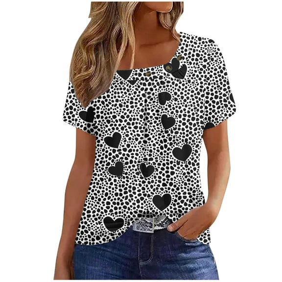Youyipin Womens Summer Tops Spring Fashion Short Sleeve Shirts Crew Neck Cute Trendy Tunic Blouses Spring Outfits For Women 2025