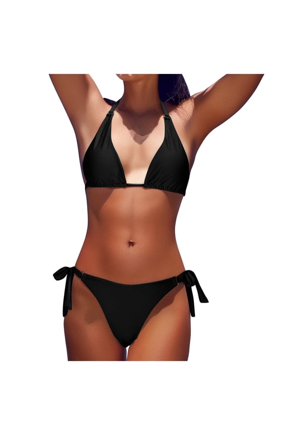 Womens Swimsuits 2 Piece High Waisted Bikini Sets Sporty Scoop Neck Cross Back Swimsuit Bathing Suit For Women