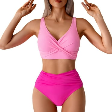 Youyipin Womens Swimsuits 2 Piece High Waisted Bikini Sets Tummy Control Swimsuit Two Piece Bathing Suits Color Block Halter Swim Suits For Women 2025