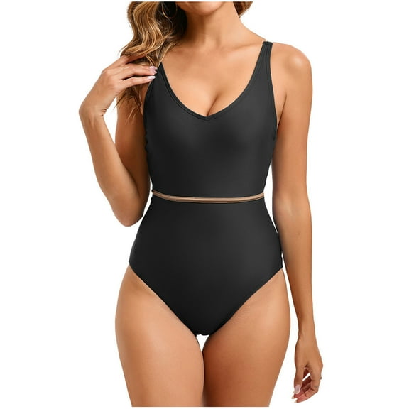 Youyipin Womens Swimsuits 2 Piece Tummy Control Bathing Suits Cutout Back Swim Tank Top With High Waisted Bottom