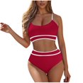 thumbnail image 1 of Youyipin Womens Swimsuits 2 Piece Women'S High Waisted Bikini Ribbed Swimsuit High Cut Color Block Adjustable Straps Bathing Suit Beach Vacation Clothes For Women, 1 of 3