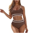 thumbnail image 1 of Youyipin Womens Swimsuits 2 Piece Women'S High Waisted Bikini Ribbed Swimsuit High Cut Color Block Adjustable Straps Bathing Suit Beach Vacation Clothes For Women, 1 of 4