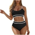 thumbnail image 1 of Youyipin Womens Swimsuits 2 Piece Women'S High Waisted Bikini Ribbed Swimsuit High Cut Color Block Adjustable Straps Bathing Suit Beach Vacation Clothes For Women, 1 of 4