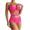thumbnail image 1 of Youyipin Womens Swimsuits Cut Out Ring Linked Swimsuit One Piece High Cut Thong Bikini Bathing Suit For Women Vacation Outfits, 1 of 7
