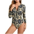 thumbnail image 1 of Youyipin Womens Swimsuits Long Sleeve Swimsuit Upf 50+ One Piece Zip Floral Athletic Swim Wear Bathing Suit For Women, 1 of 3