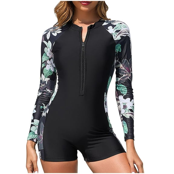 Youyipin Womens Swimsuits Rash Guard Zipper Pockets Upf50+ Sun Protection Long Sleeve Swimsuit Top Zip Front Swim Shirt For Women