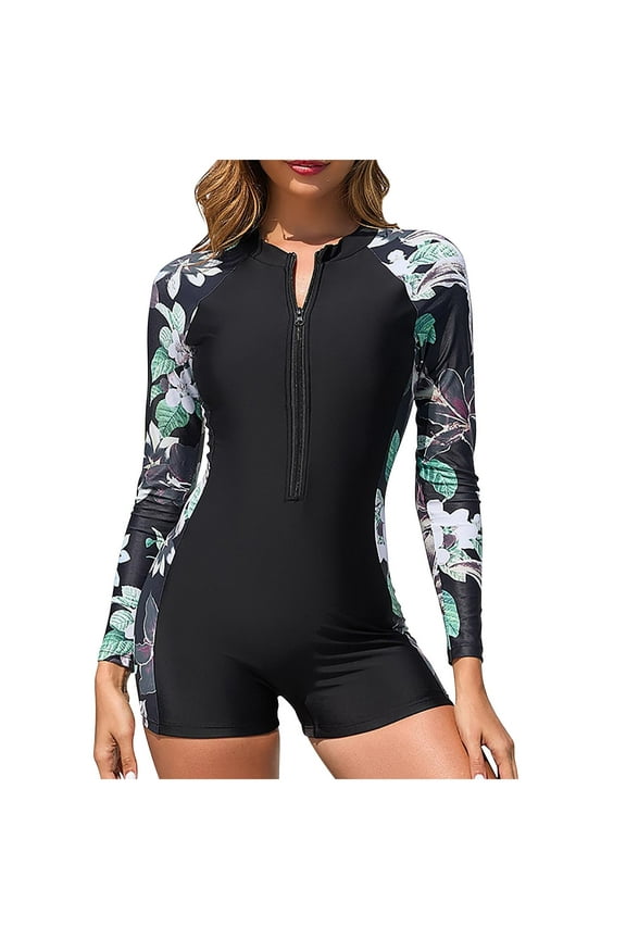 Womens Swimsuits Rash Guard Zipper Pockets Upf50+ Sun Protection Long Sleeve Swimsuit Top Zip Front Swim Shirt For Women