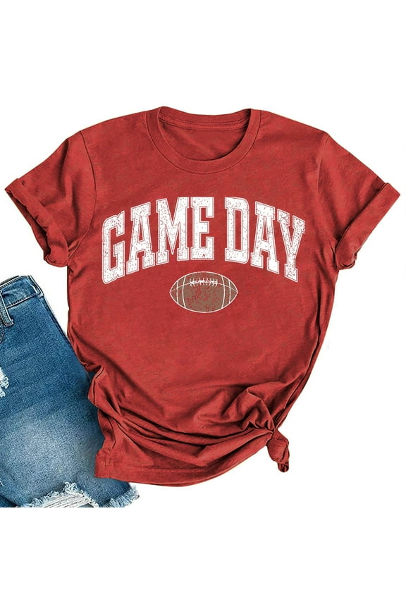 Womens T Shirts Football Shirts For Women Game Day Tshirt Sunday Football Graphic Tee Top Funday Shirt Blouse Graphic Tees For Women