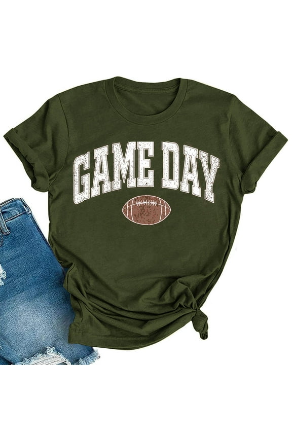 Womens T Shirts Football Shirts For Women Game Day Tshirt Sunday Football Graphic Tee Top Funday Shirt Blouse Graphic Tees For Women