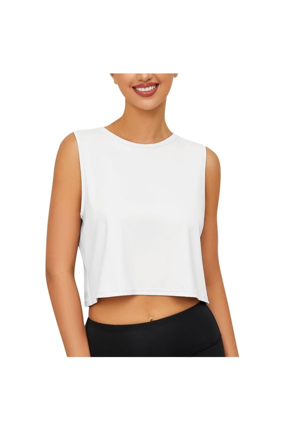 Womens Tank Tops Loose Fit Icesilk Workout Tops Sleeveless Crop Training Crop Top Athletic Tank Top For Women