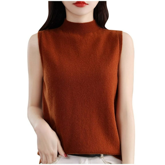 Youyipin Womens Tank Tops Women's 2025 Mock Turtle Neck Sweater Vest Sleeveless Knit Pullover Casual Trendy Slim Fitted Tank Top For Women