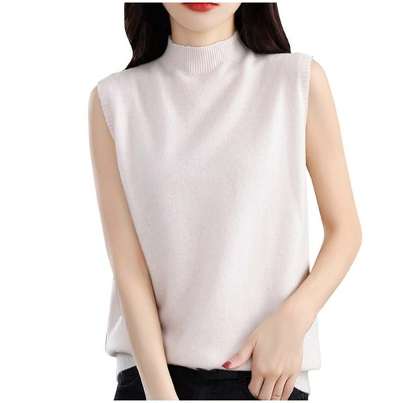 Youyipin Womens Tank Tops Women's 2025 Mock Turtle Neck Sweater Vest Sleeveless Knit Pullover Casual Trendy Slim Fitted Tank Top For Women