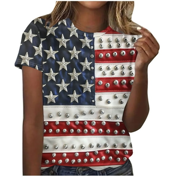 Youyipin Womens Tees 4Th Of July T-Shirt Toddler Boy Girl Fourth Star American Flag Usa Patriotic Memorial Day Shirt Kid Independence Tee Top Graphic Tees For Women
