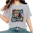 thumbnail image 1 of Youyipin Womens Tops 100 Days Of School Shirt For Women Teacher Graphic T-Shirt Happy 100Th Day Of School Gift Round Neck Short Sleeve Tee Tops Spring Tops For Women, 1 of 5